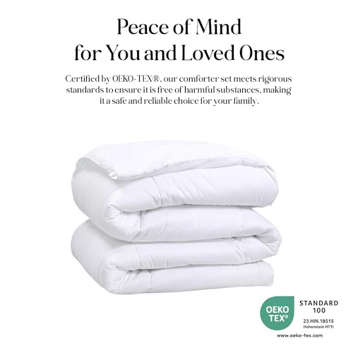 ROYALE LINENS Comforter - Queen Size Duvet Insert - All Season Soft Quilted Comforters with 8 Corner Tabs - Down Alternative Bedding Comforter - Box Stitched Duvet Insert (White, Queen 88"x88") ROYALE LINENS