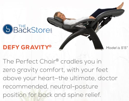 Perfect Chair Human Touch PC-420 Classic Manual Plus Zero Gravity Recliner, Black Vegan SoftHyde Vinyl, Extended Armrests, Solid Wood Stain Base (Walnut Wood Stain Base)