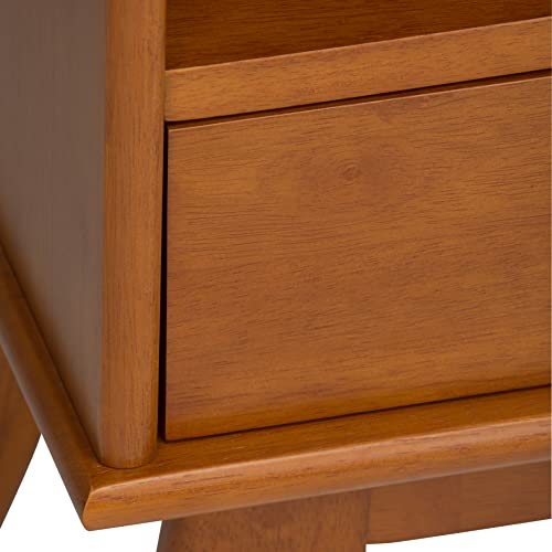 SIMPLIHOME Draper SOLID HARDWOOD 22 Inch Mid Century Modern Bookcase and Storage Unit in Teak Brown, For the Living Room, Study Room and Office SIMPLIHOME