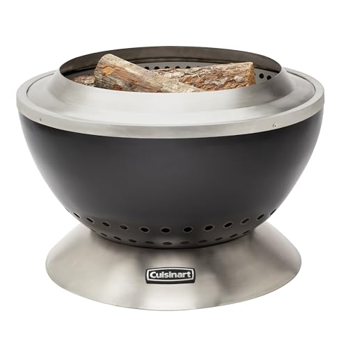 Cuisinart 24” Cleanburn Smokeless Fire Pit with Removable Ash Pan, Portable Outdoor Wood Burning Fireplace, Smoke Free Stainless Steel Outdoor Heater, Enhanced Airflow and Easy Cleanup with Ash Pan Cuisinart