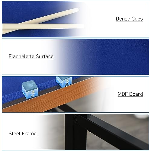 Soozier 55" Portable Folding Billiards Table Game Pool Table for Whole Family Number Use with Cues, Ball, Rack, Chalk, Blue Soozier