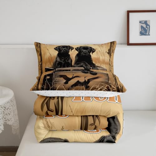 Feelyou Duck Hunting Bedding Black Dog Hunter Comforter Set King Size for Kids Boys Girls Wild Animal Mallard Duck Print Duvet Set Hunting Farmhouse Theme Quilts Wildlife Flying Duck Bedding 2 Pcs Feelyou
