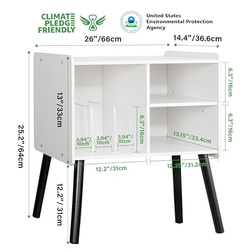 BEROXII Record Player Stand, Mid-Century Record Player Table with Storage Hold Up to 150 Albums , Vinyl Record Cabinet with Adjustable Shelves , Wood Turntable Stand for Living Room Bedroom, (White) BEROXII