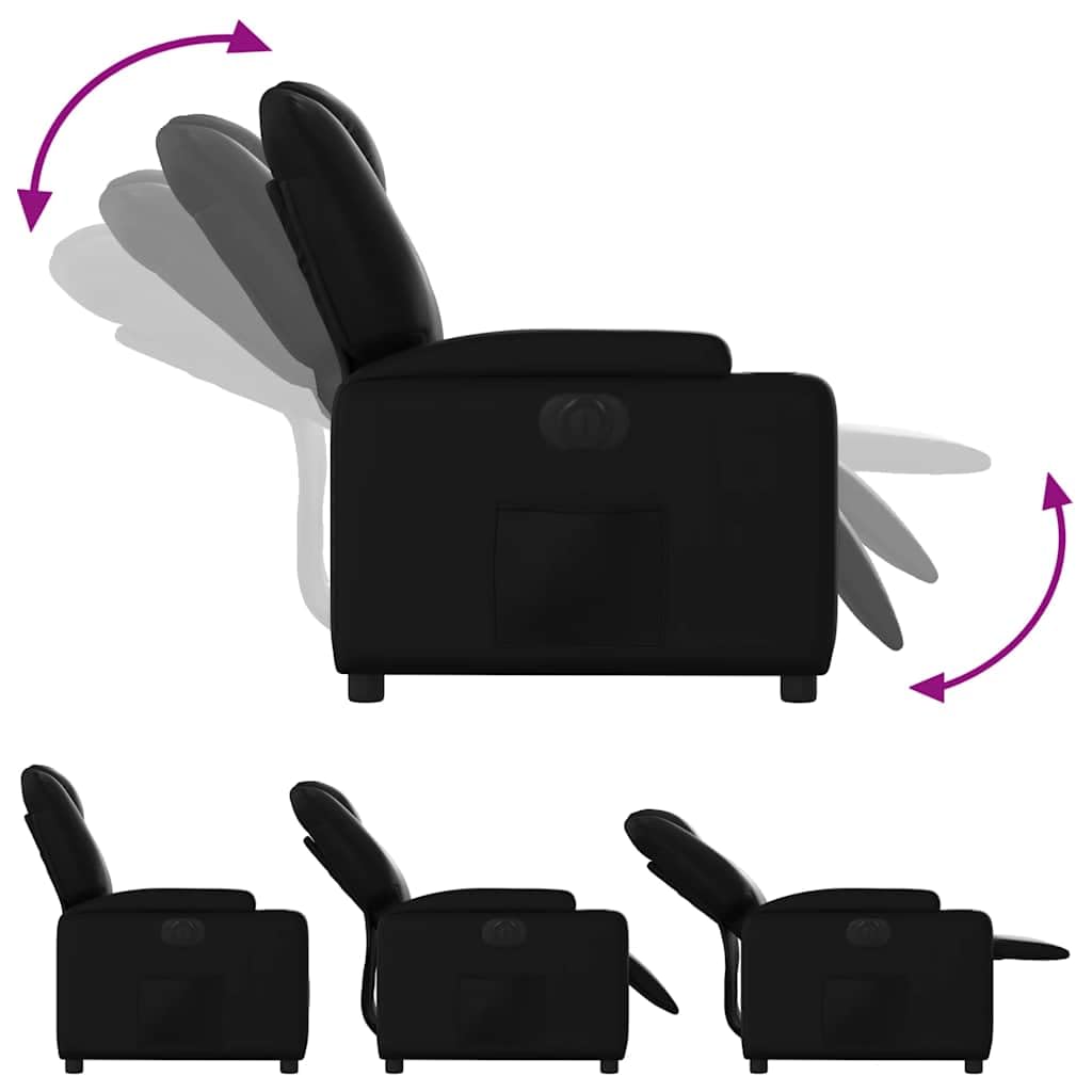 vidaXL Black Faux Leather Electric Recliner Chair - Motorized Reclining Armchair with Cup Holders for Living Room/Office vidaXL