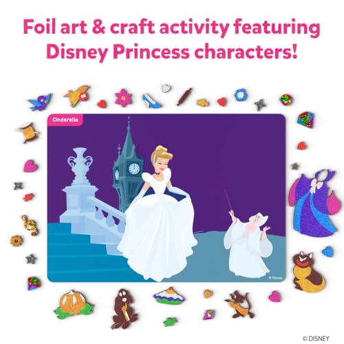 Skillmatics Foil Fun - Disney Princess, Mess-Free Art & Craft Kits for Kids, DIY Creative Activity, Travel Toys, Perfect Gifts for Fans of Moana, Cinderella, Ariel, Jasmine, Ages 4, 5, 6, 7, 8, 9 Skillmatics