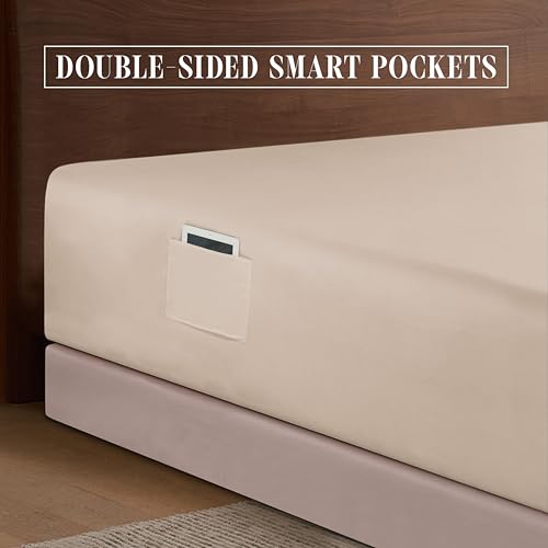 Elegant Comfort 1500 Premium Hotel Quality 18-24 Inches Deep - Extra Deep Pocket Single Fitted Sheet for High Mattress, Luxury and Softest, Smart Pocket - Wrinkle Free, King, Cream Elegant Comfort