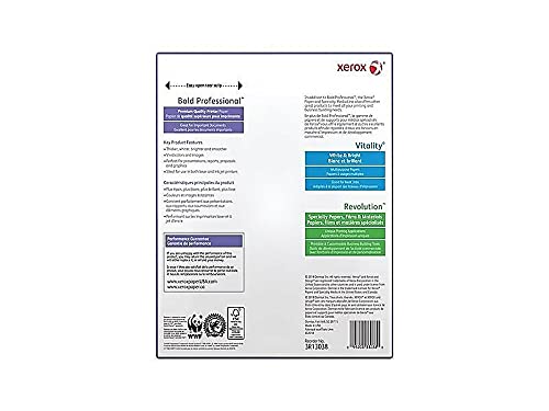Premium Laser Paper, 98 Brightness, 24lb, 8-1/2 x 11, White, 500 Sheets/Ream Xerox