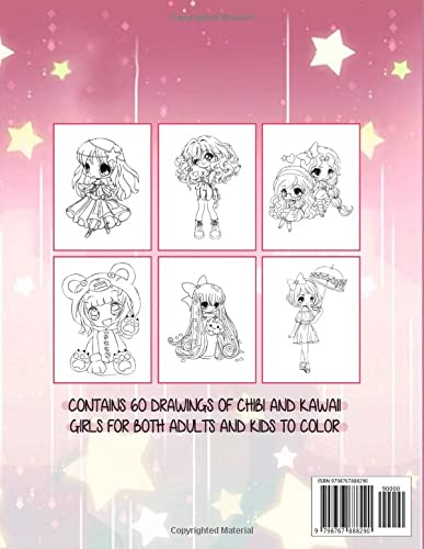Chibi Girls Coloring Book: Kawaii Anime Girls Coloring Book For Adults & Kids of All Ages Majosta