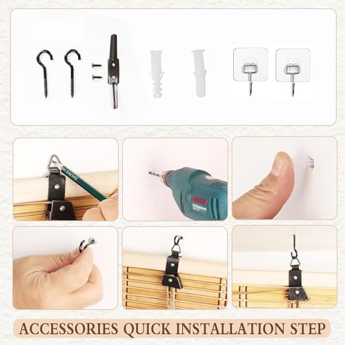 FoundGo 24" W*72" H Bamboo Roller Blinds Sun Shade,Retro Light Filtering Roller Bamboo Curtains Bamboo Roll Up Window Bamboo Roller Curtain Shades for Windows,Doorways. FoundGo