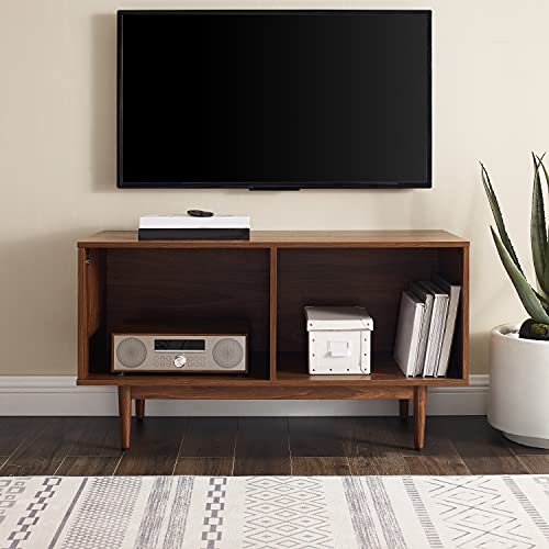 Crosley Furniture Liam Medium Vinyl Record Storage TV Stand and Entertainment Center, Media Console, Walnut Crosley Furniture
