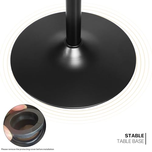 MoNiBloom 23.5" Round Cocktail Bar Table with Metal Base, Rotatable Tall Bistro Pub Table with Adjustable Height Brown Marble Texture Top Counter Bar for Kitchen Dining Room Living Room MoNiBloom