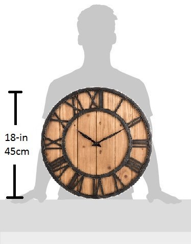 Oldtown Farmhouse Metal & Solid Wood Noiseless Wall Clock (Wood, 18-inch) Oldtown Clocks