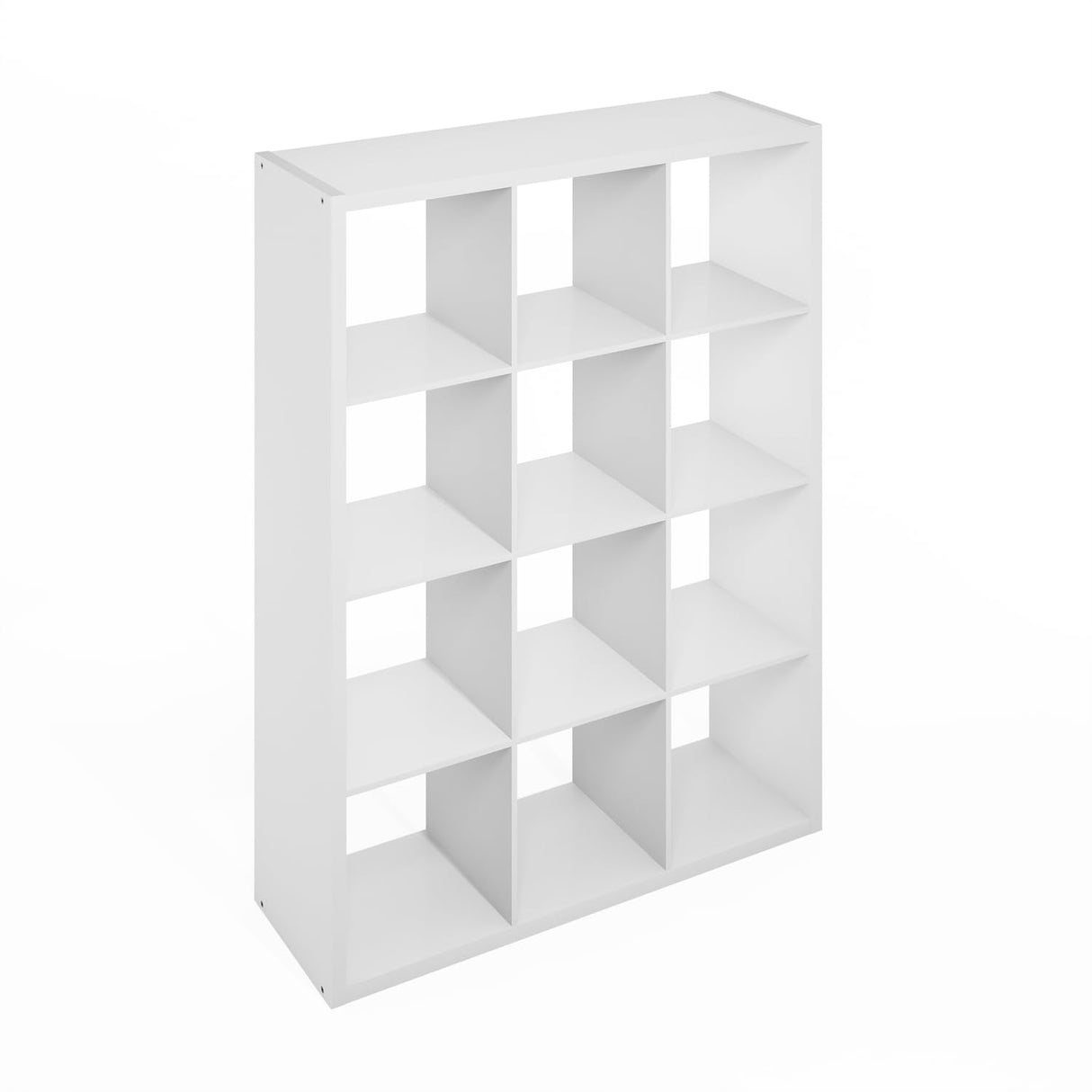 Furinno Simple Cube Storage Organizer, 12-Cube Display Shelf, Open Back Shelving Unit, Storage Shelves, Extra Thick Frame, for Organization and Storage, Living Room, Home Office, White Furinno