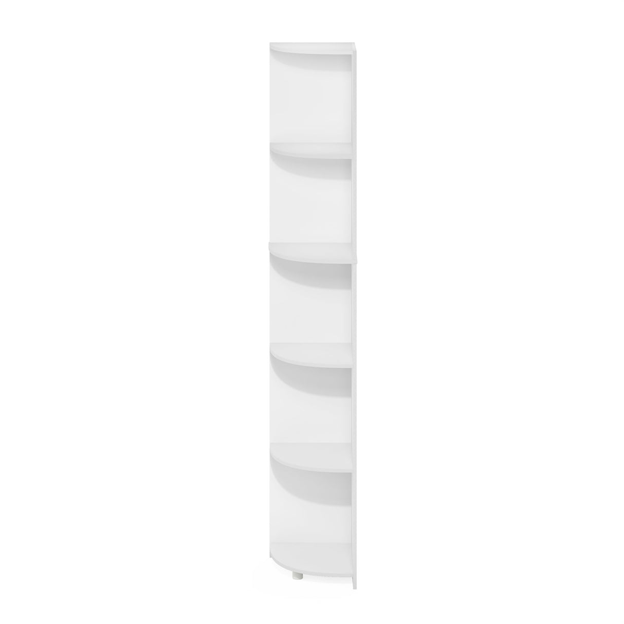 Furinno Econ 5-Tier Corner Shelf Bookcase, Bookshelf, White Furinno