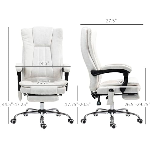 Vinsetto 6 Point Vibration Massage Office Chair, High Back Computer Chair with Heat, Adjustable Height, Reclining Backrest and Retractable Footrest, White Vinsetto