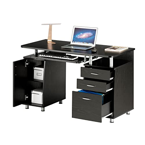 Techni Mobili 47.25" Ergonomic Computer Drawers & File Cabinet for Home Office Storage, Espresso Writing Desk, ONE Size Techni Mobili