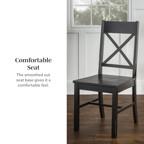 Walker Edison Modern Farmhouse Wood X-Back Armless Dining Chairs Kitchen, Set of 2, Black Walker Edison