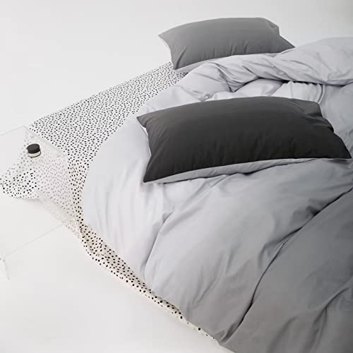 Luxlovery Grey Gradient Comforter Set Queen Grey and White Bedding Set Full Men Women Minimalist Bedding Set Light Gray Soft Breathable Blanket Quilts Gradient Comforter Set Luxlovery