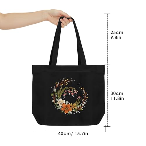 ERKOON Canvas Tote Bag Embroidery Kit for Beginners, Floral Arts Crafts Cross Stitch Kits for Adults Including Stamped Embroidery Bag with Hoops, Needle, Instruction and Color Threads (Flower)