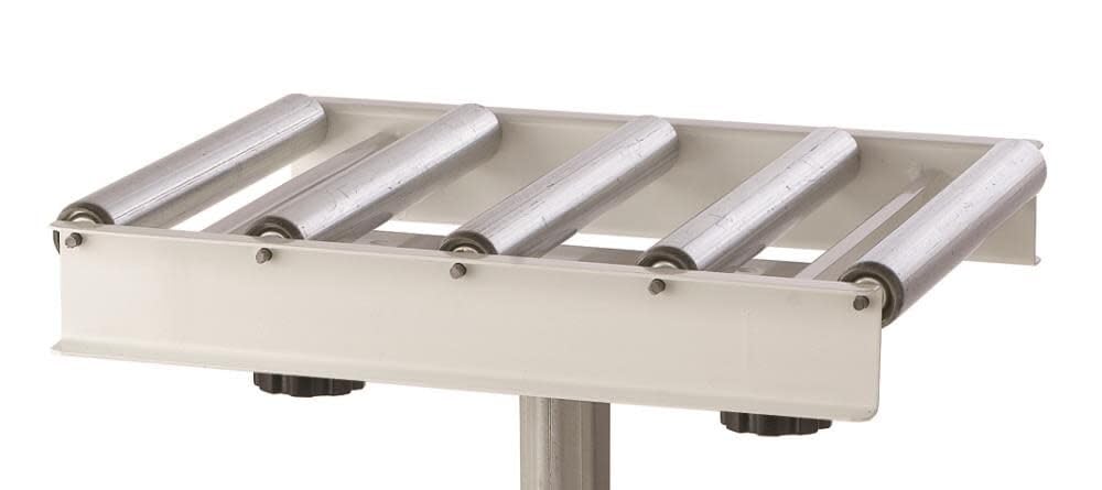 Adjustable Roller Table Stand HTC HRT-10 Super Duty Conveyor Feed Stand With 5 Ball Bearing Rollers , White HTC