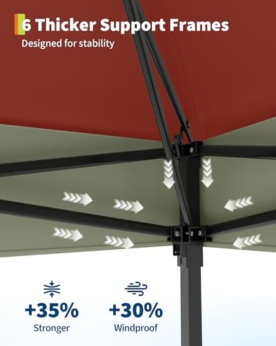 Canopy Tent 12x12 ft, Pop Up Gazebo One-Push Setup with 4 SandBags for Backyard Parties and BBQs, Mosquito Netting & Height Adjustable - Red GarveeLife