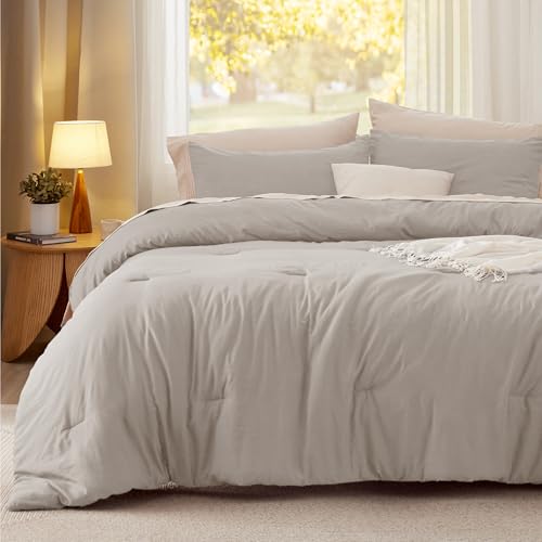Bedsure Twin/Twin XL Comforter Set, Linen Soft Prewashed Bedding for All Seasons, 2 Pieces GentleSoft™ Bed Set, 1 Lightweight Comforter (68"x88") and 1 Pillowcase (20"x26") Bedsure