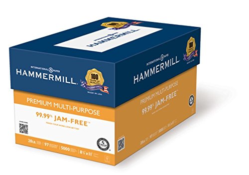 Hammermill Printer Paper, Premium Multipurpose Paper 20 lb, 8.5 x 11 - 1 Ream (500 Sheets) - 97 Bright, Made in the USA Hammermill