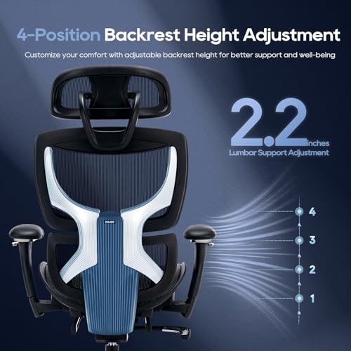 COLAMY Ergonomic Mesh Office Chair with Footrest, Executive High Back Computer Desk Chair with Wide Headrest and Adjustable 3D Arms, Backrest Height, Tilt Lock and Lumbar Support, Black COLAMY