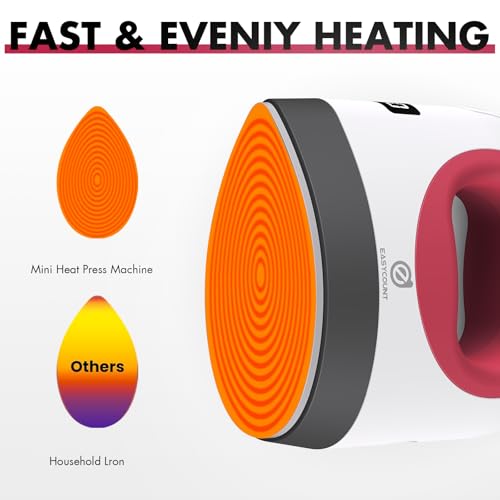 Easy Count E Mini Heat Press Machine, Small Heat Trasfer Machine Easy for Crafts, T-Shirt, Hats, Shoes, and Small HTV Vinyl Projects, Mini Portable Ironing Machine EasyCount E
