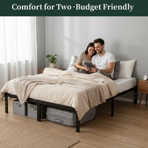 Full Size Bed Frame, 14 Inch Metal Platform Bed Frames with Heavy Duty Steel Slat Support, No Box Spring Needed, Easy Assembly, Under Bed Storage SageNest