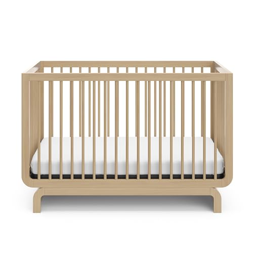 Storkcraft Santorini Deluxe 5-in-1 Convertible Crib with Bonus Toddler Guardrail (Driftwood) – GREENGUARD Gold Certified, Toddler Guardrail Included in Box, Fits Standard Crib Mattress Storkcraft