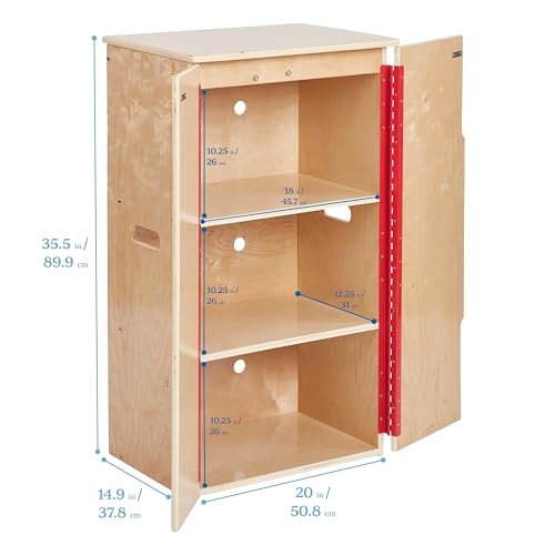 ECR4Kids Play Kitchen Refrigerator, Wooden Playset, Natural ECR4Kids