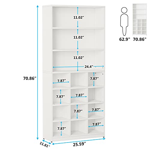 Tribesigns Shoe Cabinet, 24 Pair Freestanding Shoe Rack Storage Organizer with Side Hooks, Modern Shoe Storage Cabinet with Shelves for Hallway Bedroom Closet Entryway, 1PC Tribesigns