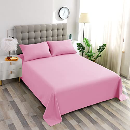 Ghooss Pink Bed Sheet Set with Deep Pocket,Super Soft Microfiber Bedding-Breathable,Warm,Wrinkle,Fade Free,4 Piece Bedding Sheet Sets(Full,Pink) Ghooss