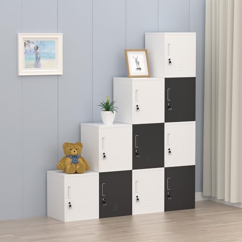 JINGUR Metal Storage Locker Cabinet with Locking Door and Adjustable Shelf for Home Office Classroom Workshop Organization (White) JINGUR