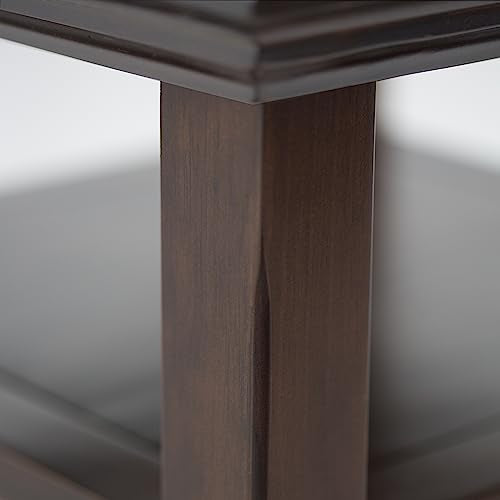 SIMPLIHOME Acadian SOLID WOOD 14 inch wide Rectangle Rustic Contemporary Narrow Side Table in Brunette Brown with Storage, 2 Shelves, for the Living Room and Bedroom SIMPLIHOME