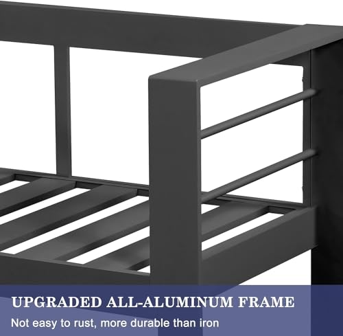 Wisteria Lane 2 Pieces Patio Furniture Aluminum Armchair, All-Weather Outdoor Single Sofa, Grey Metal Chair with Dark Grey Cushions Wisteria Lane