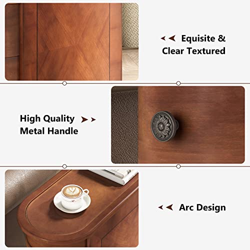 Tribesigns End Table Set of 2, Sofa Side Table with Storage No Assembly Required, Slim Nightstand with 2 Drawers, Vintage Wood Chairside Bedside Narrow Accent Tables for Living Room Bedroom Couch Tribesigns