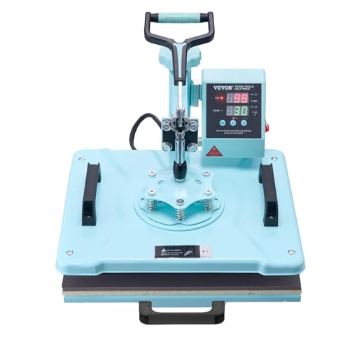 VEVOR 8 in 1 Heat Press with 30 OZ Tumbler Press, Hat Press, 360° Swing Away 12 x 15 inch Heat Press Machine for T-Shirts/Mugs/Hats/Plates, Light Green VEVOR