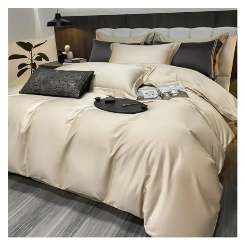 JIQHOHX 3pcs/Set White Duvet Cover Set Egyptian Cotton Luxury Bedding Sets Single Queen King Bed Cover Solid Quilt Cover with Pillowcase,Summer Duvet Cover Sets (F Cover 200X230 cm) JIQHOHX