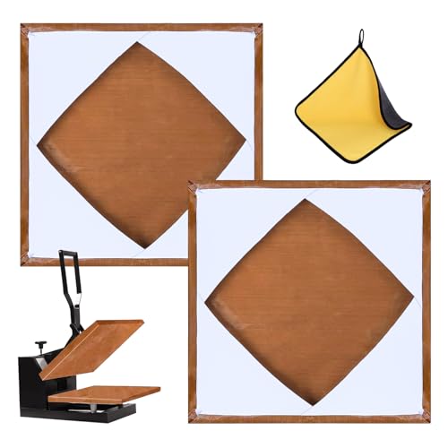BSTSLL 2 Pcs Heat Press Platen Cover 15 x 15 Inch Teflon Sheets Protector Reusable Platen Wrap Cover for Sublimation Heat Pressing Machine Plate from Scratches, Residue BSTSLL