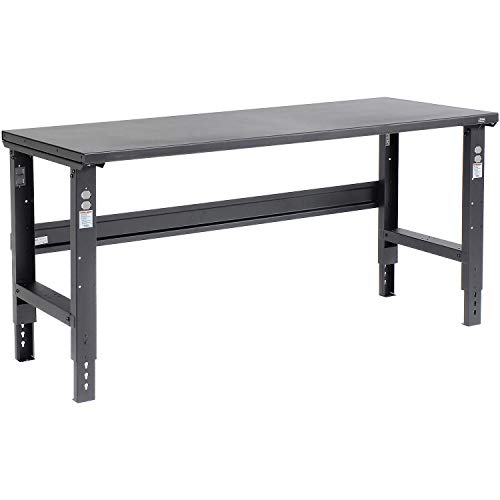 Global Industrial Adjustable Height Workbench C-Channel Leg, 72" W x 36" D, 1-3/4" Steel Square Edge, Black Global Industrial
