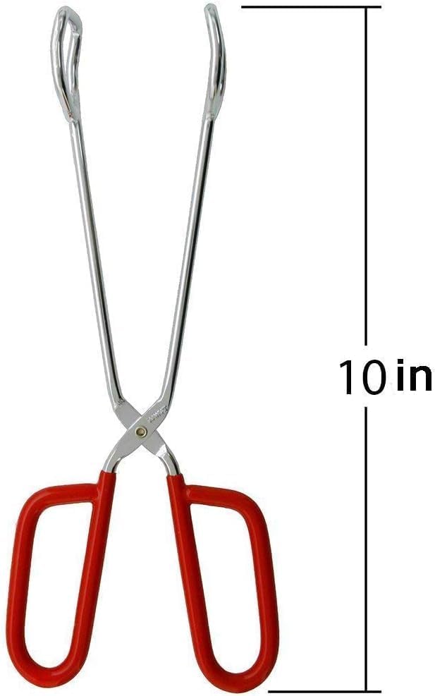 Hiash 10-Inch Heavy Duty Stainless Steel Kitchen Tongs - Non-Slip Comfortable Red Grip, Scissor Design, Heat Resistant for BBQ and Cooking Hiash