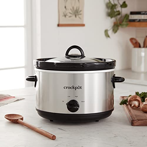 Crock-Pot 5-Quart Smudgeproof Round Manual Slow Cooker with Dipper, Silver Crock-Pot