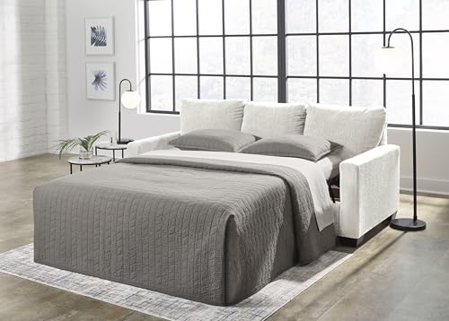 Signature Design by Ashley Rannis Coastal 2-in-1 Sofa Sleeper with Folding Gel Memory Foam Mattress, Queen, White Signature Design by Ashley