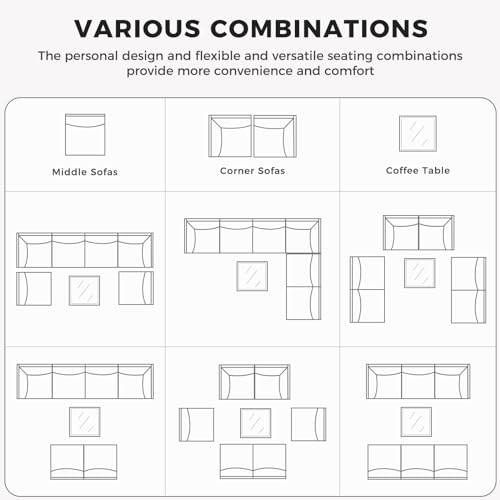 Grand patio 7-Piece Wicker Patio Furniture Set, Retro Outdoor Conversation Set Sectional Sofa with Water Resistant Blue Thick Cushions and Coffee Table, Brown Grand patio