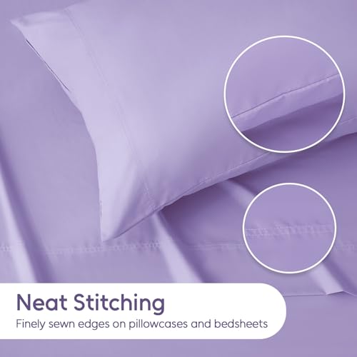 LONAVA Twin Sheet Set 3 Pieces,Lavender Ultra Soft & Breathable Microbifer Sheets, 1600 Thread Count Hotel Luxury Oeko-Tex Bed Sheets, 14-16 Inch Deep Pocket Durable Wrinkle Free Sheets LONAVA