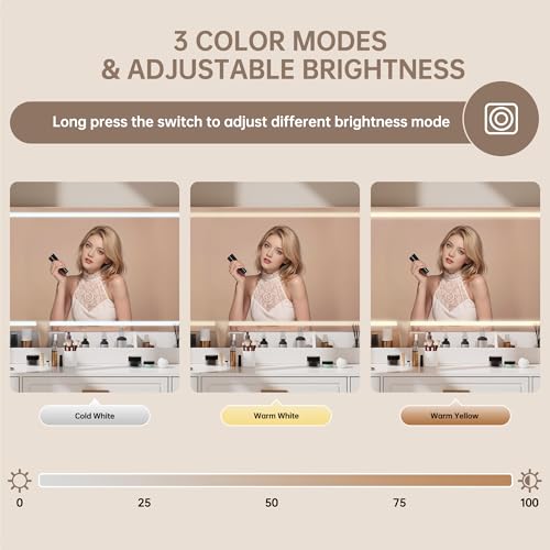 Homesflex Vanity Desk with Mirror and LED Lights, 43'' W Makeup Vanity Desk with Power Outlet, 3 Color Modes, 7 Drawers Vanity Table with Chair, Dressing Table for Bedroom, Dressing Room (White) Homesflex