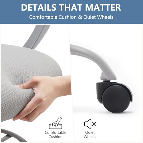 DUMOS Drafting Chair - Ergonomic Tall Office for Standing Desk, Counter with Height Adjustable and Comfortable Lumbar Support, Fixed Armrests, Grey DUMOS