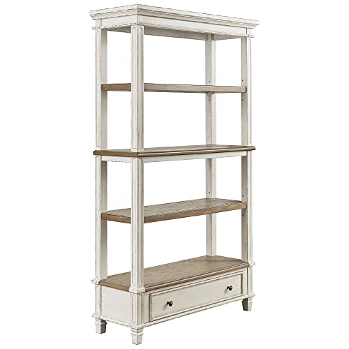 Signature Design by Ashley Realyn French Country 75" Bookcase with Drawer, Chipped White Signature Design by Ashley